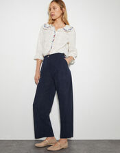 Samira Corduroy Wide Leg Pants, Blue (NAVY), large