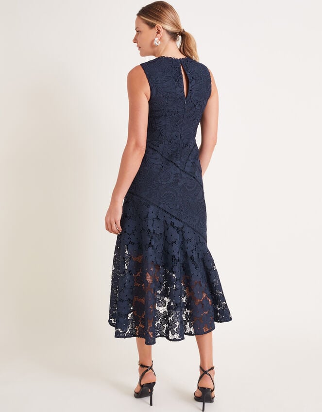 Gianna Sleeveless Lace Midi Dress, Blue (NAVY), large