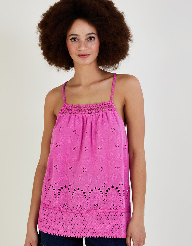 Pure Cotton Broderie Detail Cami Top