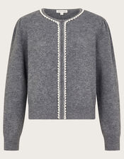 Pia Pearl Cardigan , Gray (GREY), large