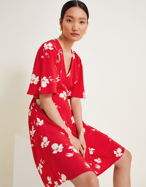 Iggy Floral Wrap Dress, Red (RED), large