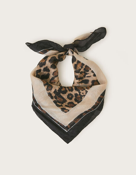 Prue Leopard Print Silk Scarf, , large