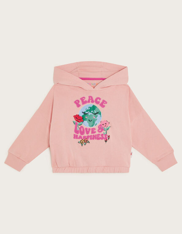 World Peace Cropped Hoodie, Pink (PALE PINK), large