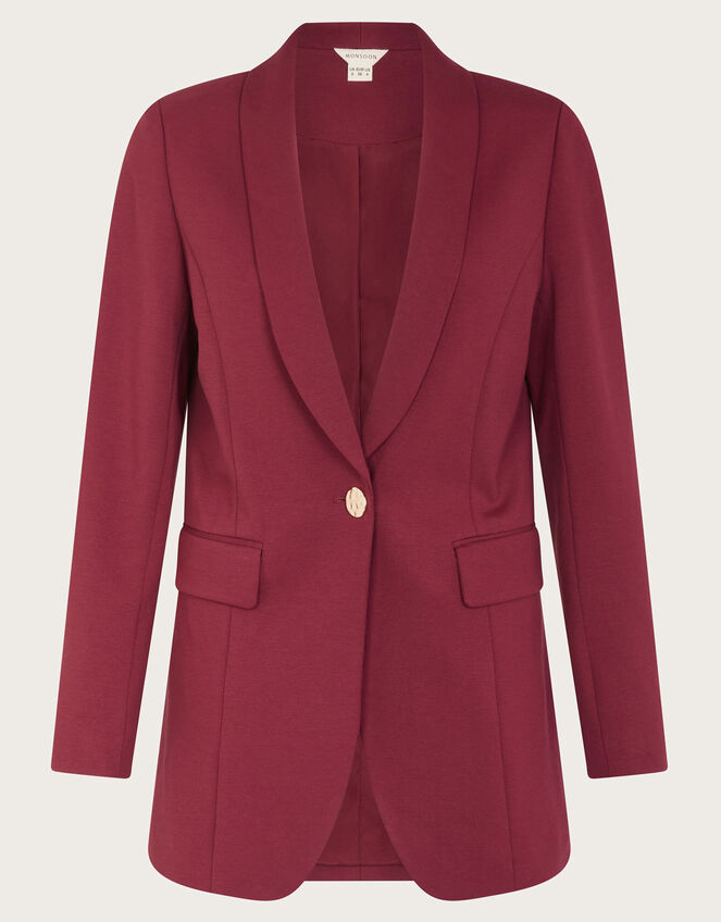 Paige Single-Breasted Ponte Blazer, Red (BERRY), large