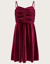 Velvet Ruched Strappy Prom Dress, BURGANDY, large