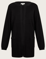 Penny Open Front Pocket Cardigan, Black (BLACK), large