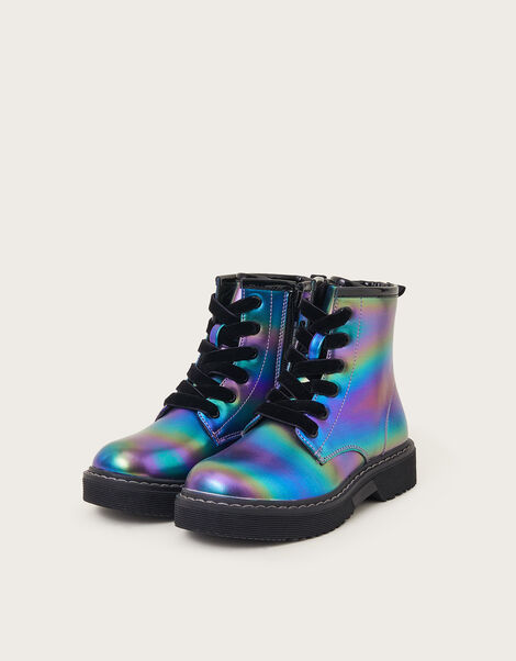 Metallic Rainbow Lace-Up Boots, Multi (MULTI), large