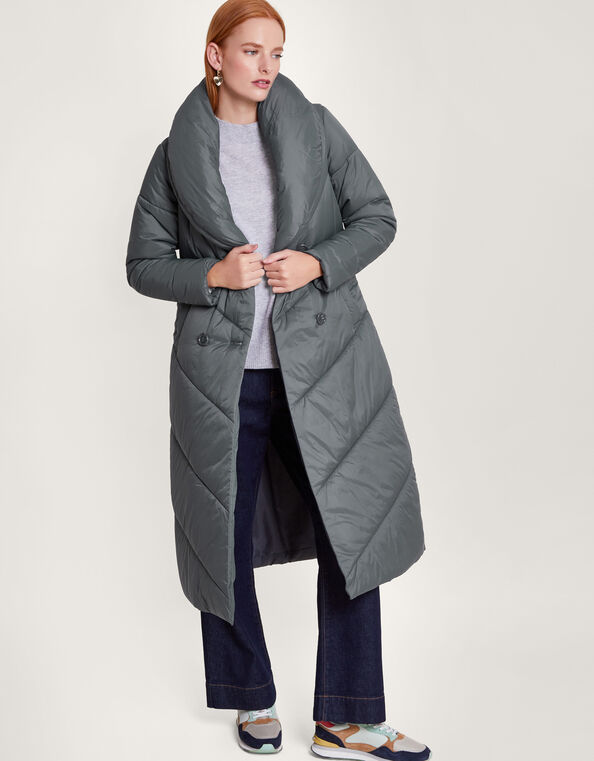 Clara Longline Padded Maxi Coat in Recycled Polyester, Gray (CHARCOAL), large