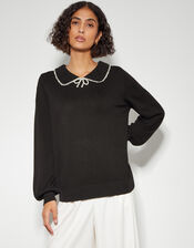 Clara Collar Jumper, Black (BLACK), large