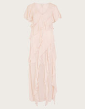 Renata Ruffle Midi Dress, Pink (BLUSH), large
