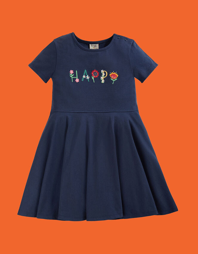 Frugi Nara Happy Skater Dress, Blue (NAVY), large