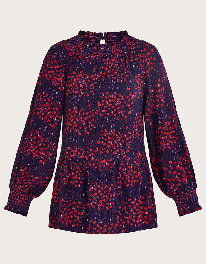 Metallic Spot Top, Blue (NAVY), large