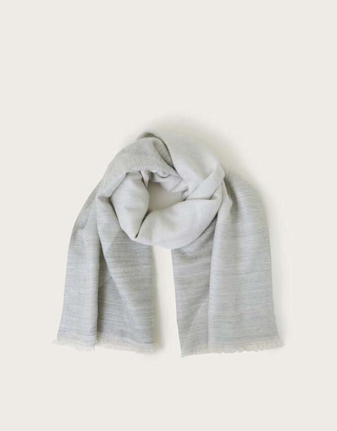 Lola Woven Colour Block Scarf, Gray (GREY), large