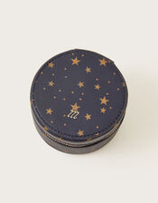 Star Print Large Leather Jewellery Box , Blue (NAVY), large