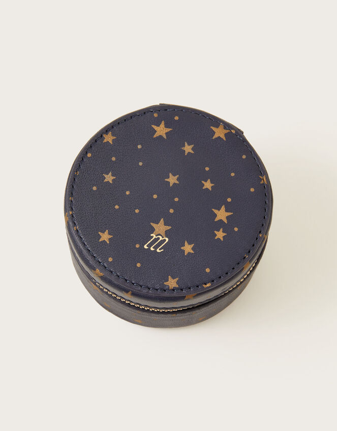 Star Print Large Leather Jewellery Box , Blue (NAVY), large