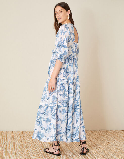 Roxanna Floral Tiered Maxi Dress Blue | Beach Dresses | Monsoon Global.