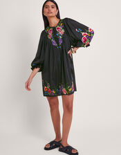 Winny Embroidered Tunic Dress, Black (BLACK), large