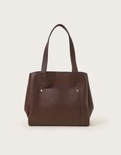 Zoe Faux Leather Pocket Tote Bag, Brown (CHOCOLATE), large