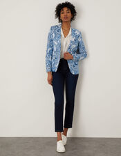 Paisley Jacket in Linen Blend, Blue (BLUE), large