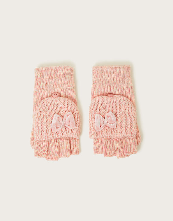 Capped Cable Knit Gloves, Pink (PINK), large