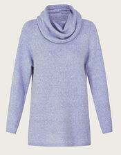 Monica Cowl Neck Jumper, Blue (BLUE), large