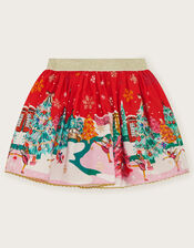 Christmas Scene Skirt, Red (RED), large