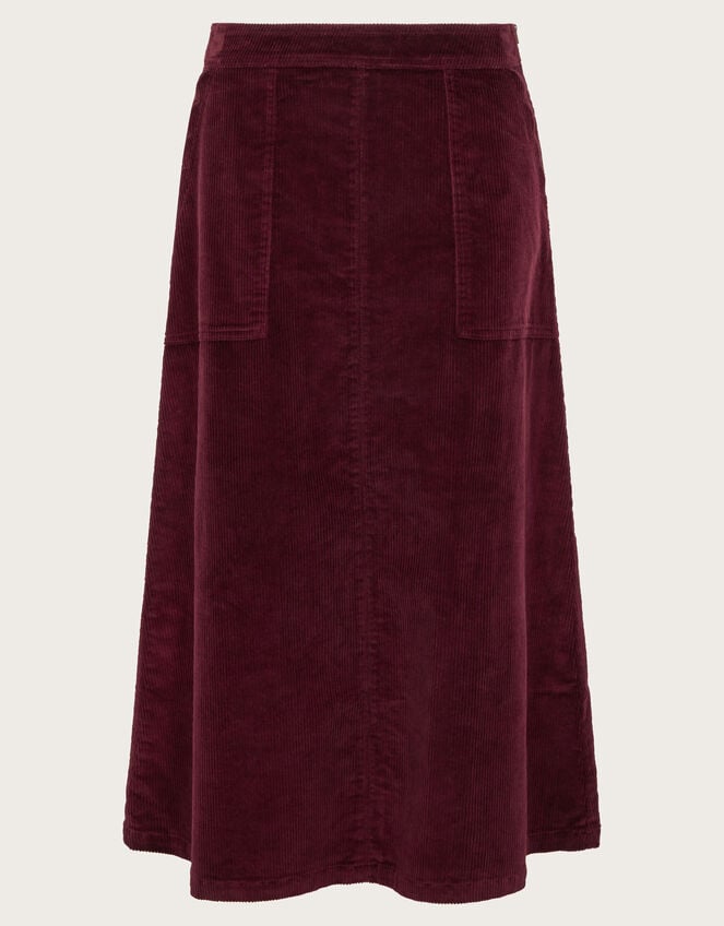 Malika Corduroy Midi Skirt, Red (BURGUNDY), large