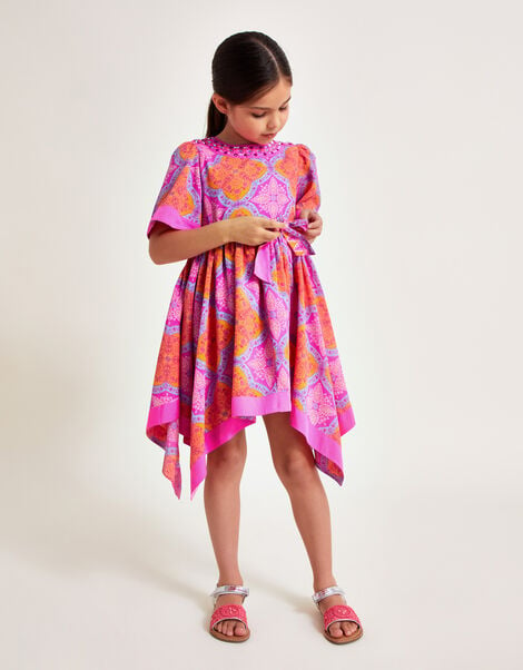 Hanky Hem Kimono Dress, Pink (PINK), large