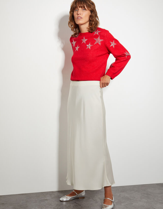 Sabrina Embellished Star Sweater, Red (RED), large