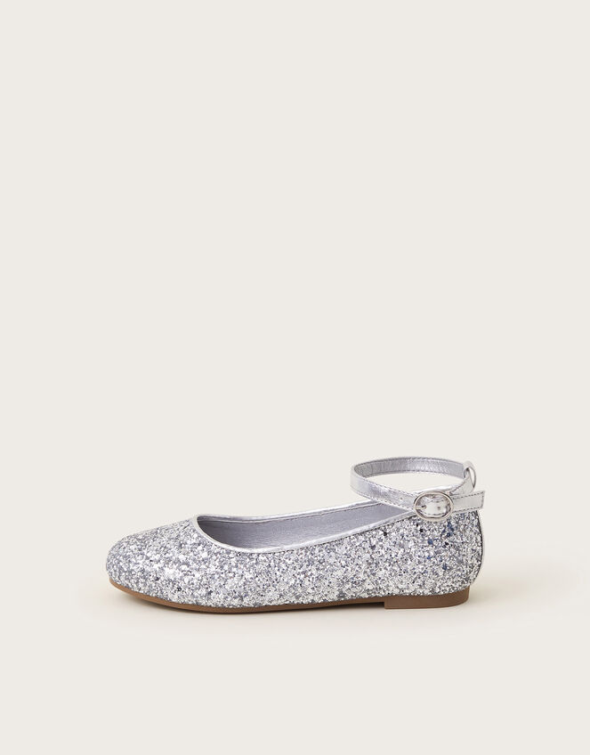 Glitter Ballet Flats, Silver (SILVER), large