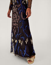 Elena Embellished Maxi Dress, Black (BLACK), large