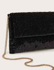 Sofia Sequin Clutch Bag, Black (BLACK), large