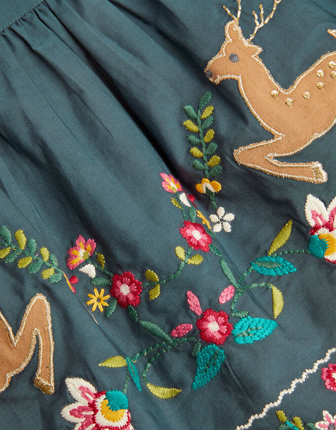 Deer Applique Flower Skirt, Teal (TEAL), large