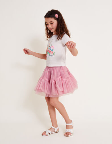 Embellished Unicorn Top and Skirt Set, Pink (PINK), large