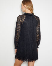 Lulu Long Sleeve Lace Mini Dress, Black (BLACK), large