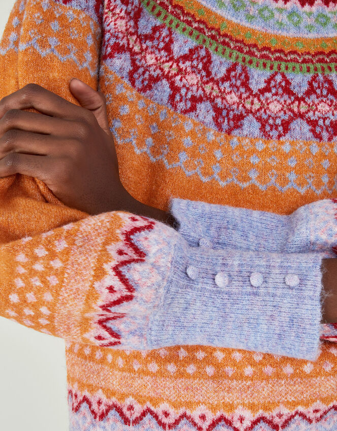 Fair Isle Sweater , Orange (ORANGE), large