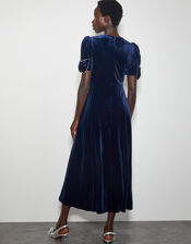 Belle Bow Sleeve Velvet Midi Dress, Blue (MIDNIGHT), large