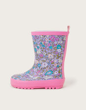 Floral Bunny Print Rain Boots, Multi (MULTI), large