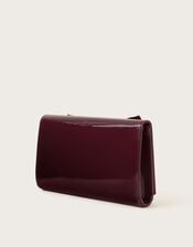 Paige Velvet Bow Patent Clutch Bag, Red (BURGUNDY), large