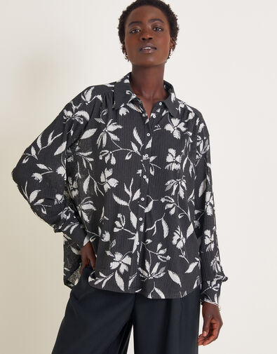 Kiah Printed Jersey Shirt, Black (BLACK), large