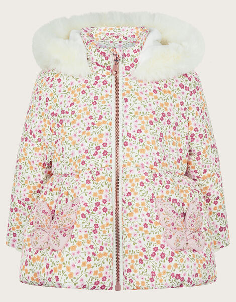 Baby Floral Butterfly Pocket Hooded Coat, Multi (MULTI), large