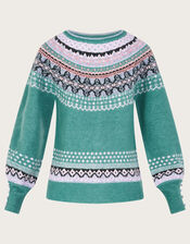 Fair Isle Jumper , Teal (TEAL), large