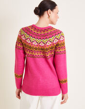 Fern Fair Isle Jumper, Pink (PINK), large