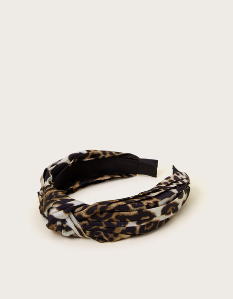 Leopard Print Knot Headband, , large