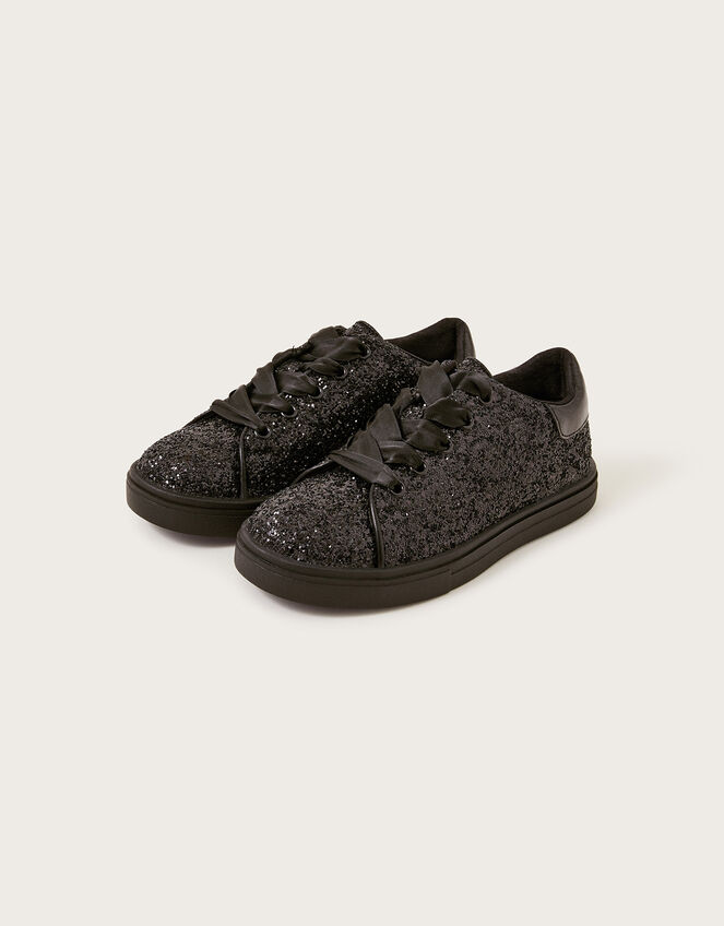 Glitter Trainers, Black (BLACK), large