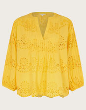 Serena Broderie Top, Yellow (YELLOW), large