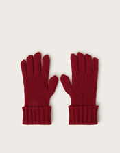 Maddy Chunky Knit Gloves, Red (BURGUNDY), large