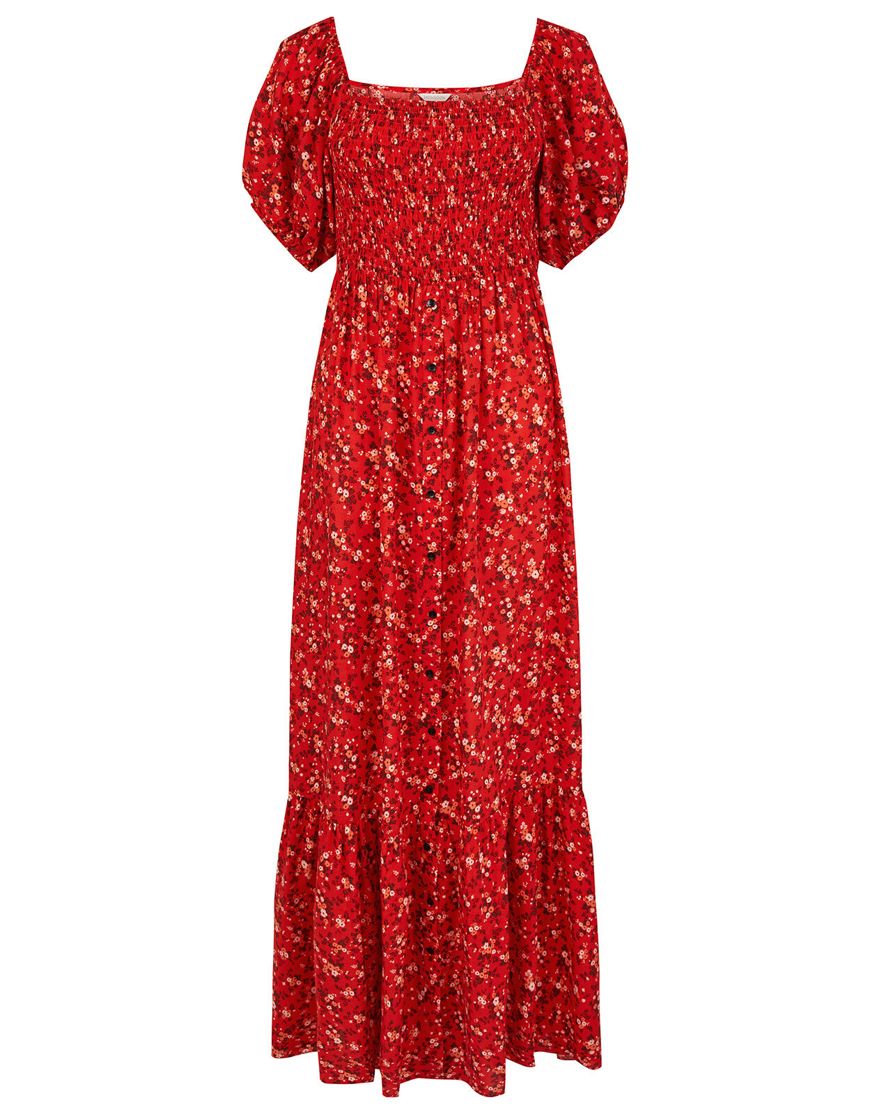 red ditsy maxi dress