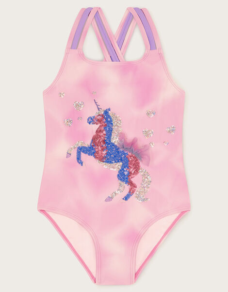 Embellished Unicorn Swimsuit, Pink (PALE PINK), large
