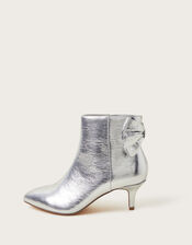 Evie Kitten Heel Bow Boots, Silver (SILVER), large